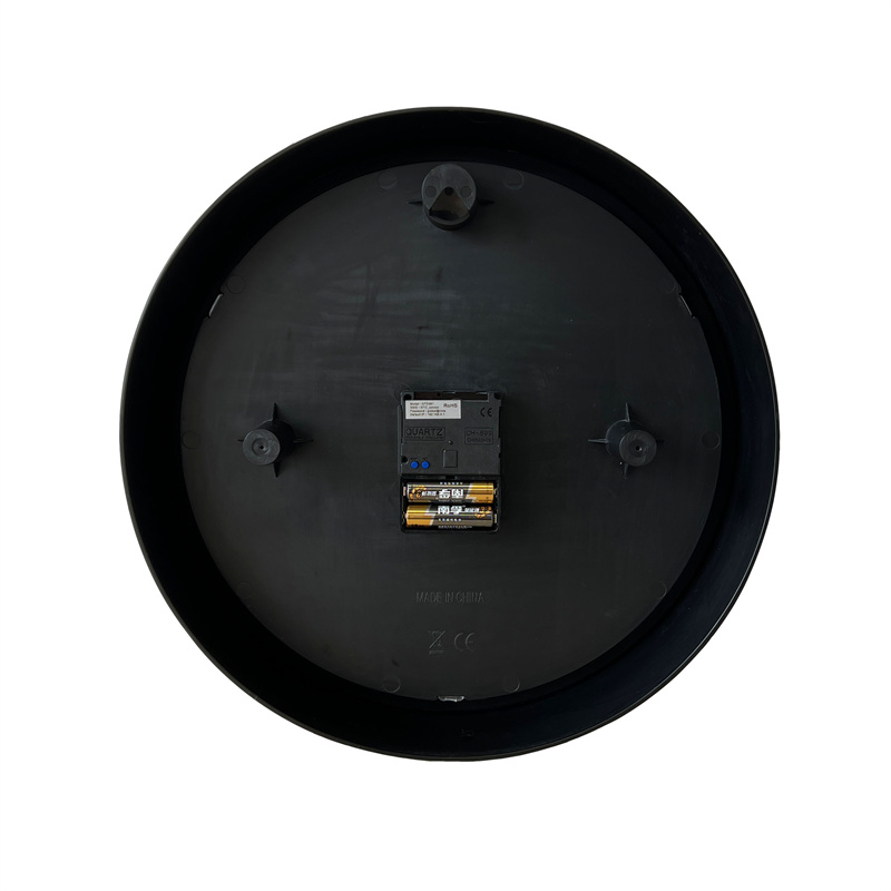 13,7 Zoll große, schwarze, runde, analoge Wanduhr mit WLAN-Anbindung und Batteriebetrieb