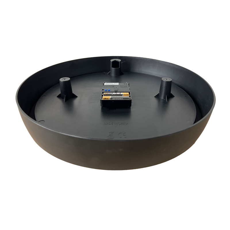 13,7 Zoll große, schwarze, runde, analoge Wanduhr mit WLAN-Anbindung und Batteriebetrieb