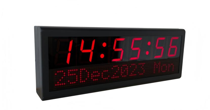 Black PoE digital clock Black PoE digital clock